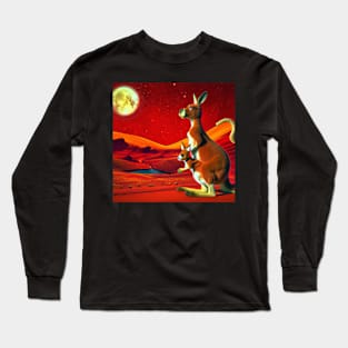 Kangaroo mother and joey looking at earth from mars Long Sleeve T-Shirt